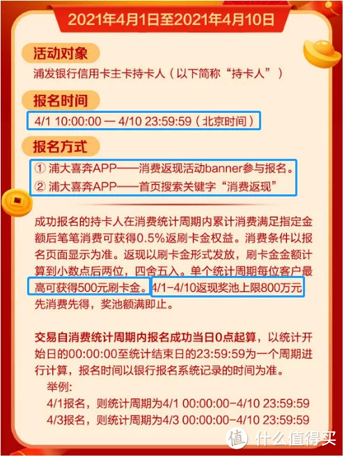 4月信用卡消费返现活动！