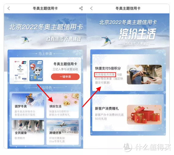 2022冬奥主题信用卡，圆你中行5倍积分梦！
