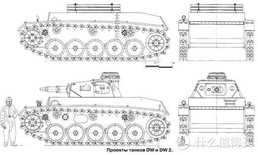 DW I只有底盘，原计划安装的炮塔最终并未安装。而DW II可以看出除安装炮塔外，还在车体前部增加了装甲厚度以提升防护。
