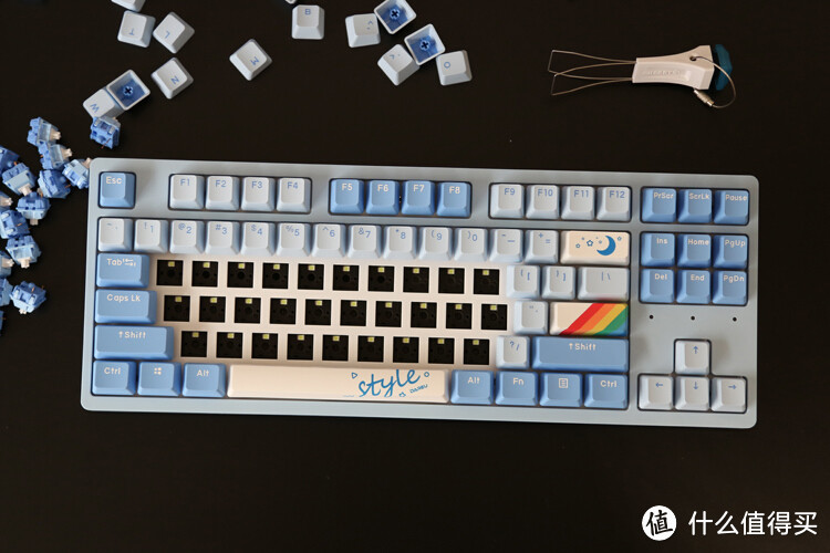 最佳入门客制化体验:达尔优A87天空蓝天空轴+G黄PRO
