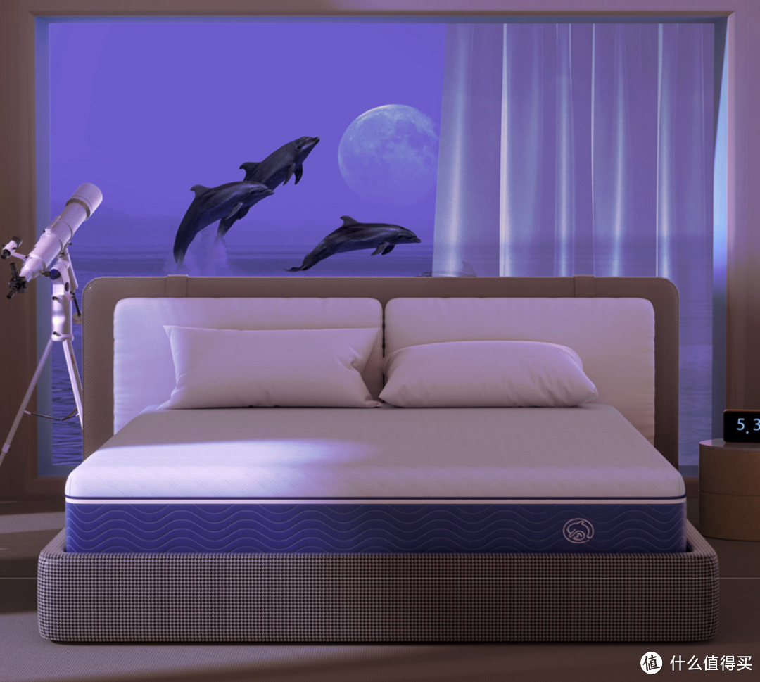 8H海豚减压弹簧护腰床垫，双线弹簧设计，精准贴合不同睡姿