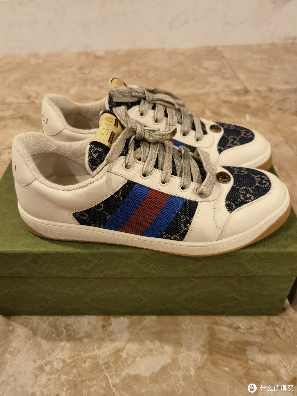 穿搭开箱 篇四:穿着舒适的大牌鞋怎么选,gucci古驰screener牛仔蓝运动