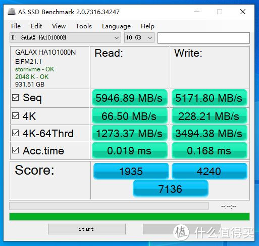 AS SSD Benchmark 10GB成绩