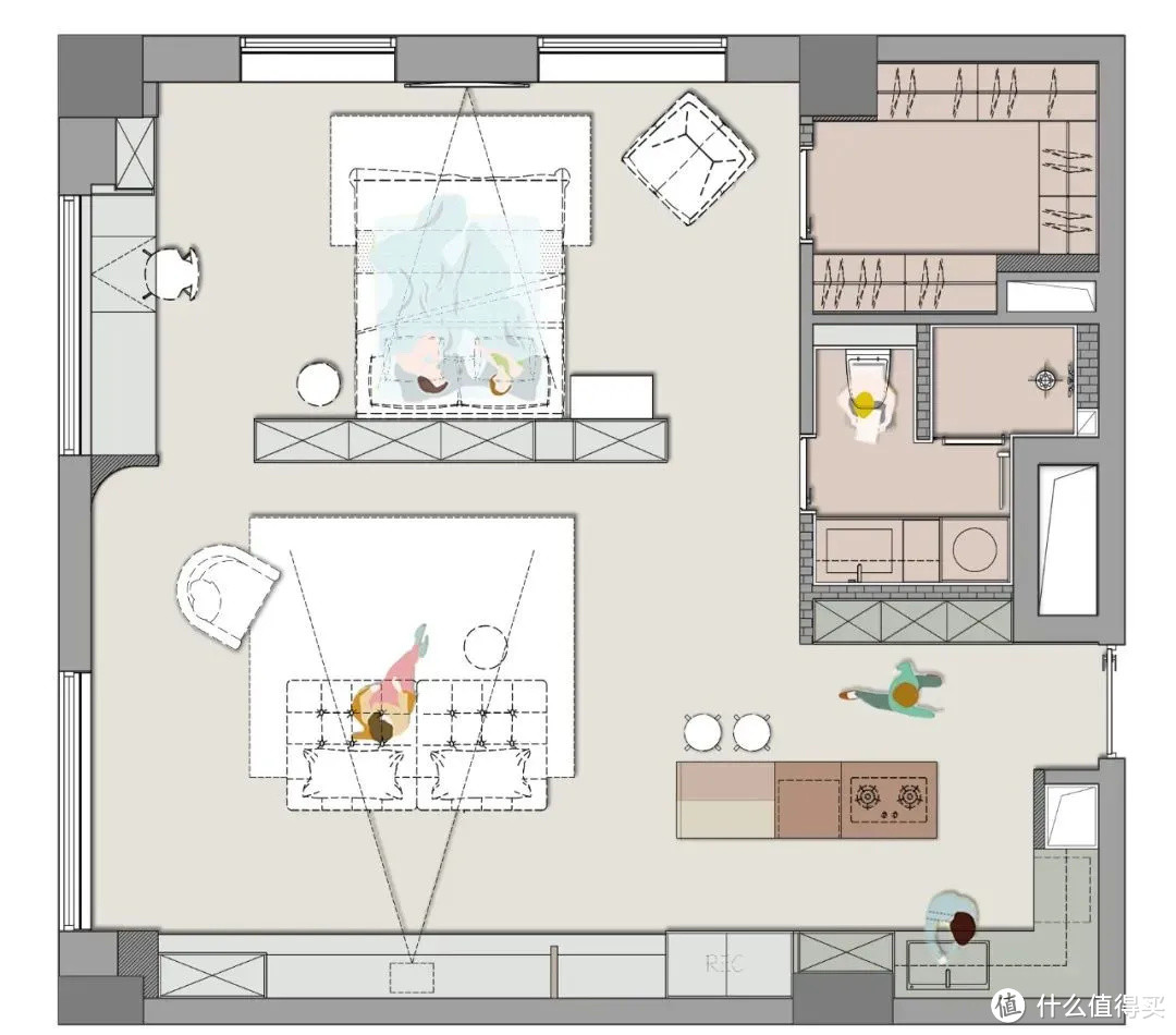 75m²精装两居，变身极简大开间：一个人的任性自由！