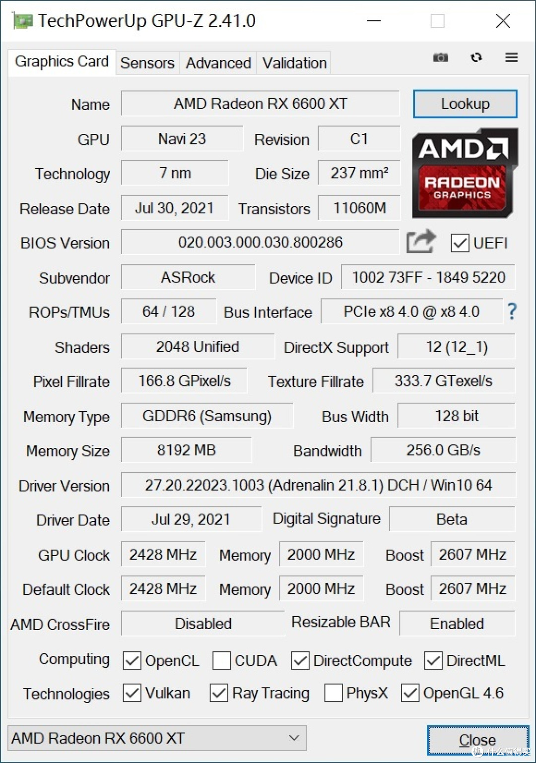 AMD Radeon RX 6600 XT显卡评测-1080P分辨率下的高性能游戏显卡