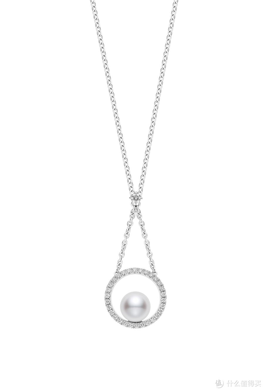 Mikimoto Circle Collection 18K白金日本Akoya珍珠吊链配钻石