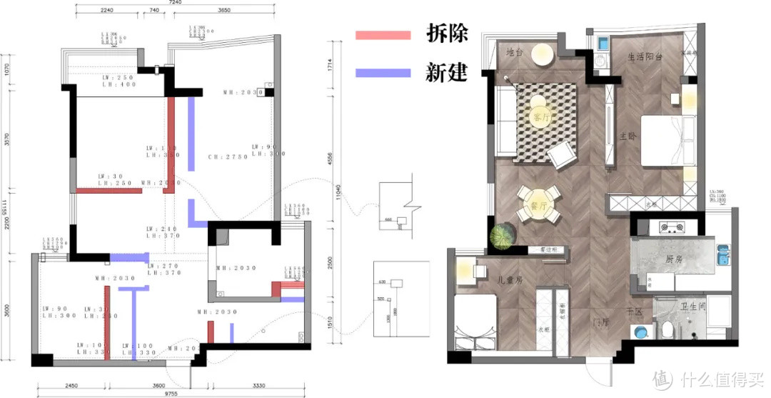 【合肥创景花园】80㎡北欧风亲子宅，客厅变卧室、餐厅变玄关，真1:1还原效果图！