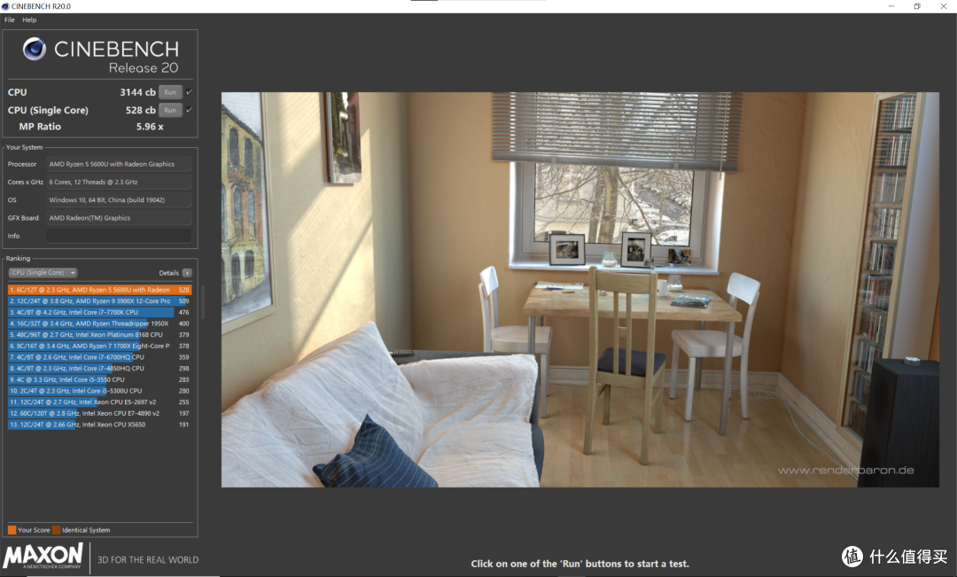 Cinebench R20单核528、多核3144，对比其他媒体测试分数低一点，不晓得为啥，权当是误差吧