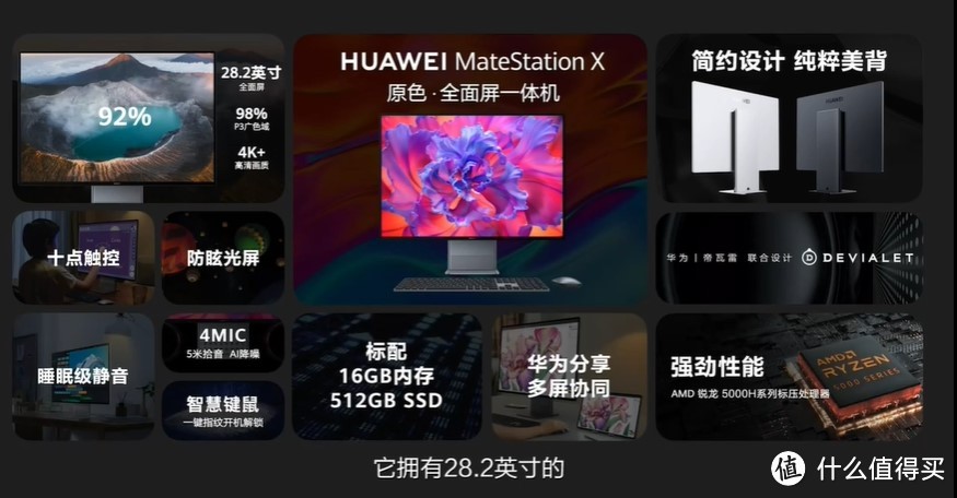 华为智慧办公场景最全总结：4K分辨率搭载锐龙5000H的十点触控的Matestaion X