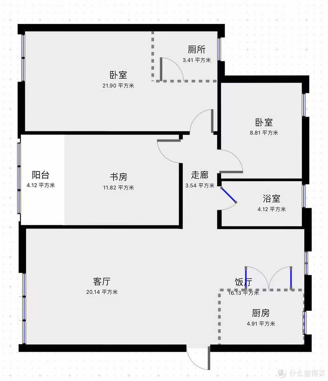 看过之前智能家居的值友应该熟悉这个房型图