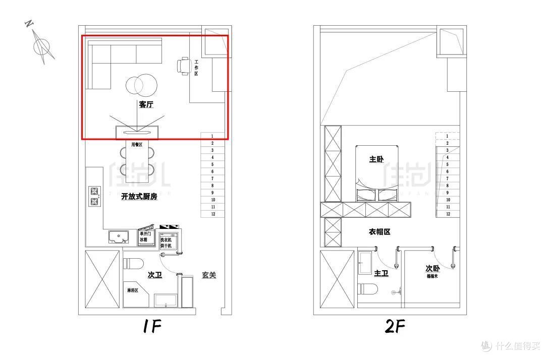 47㎡小复式靠8大功能区,直接住成100㎡
