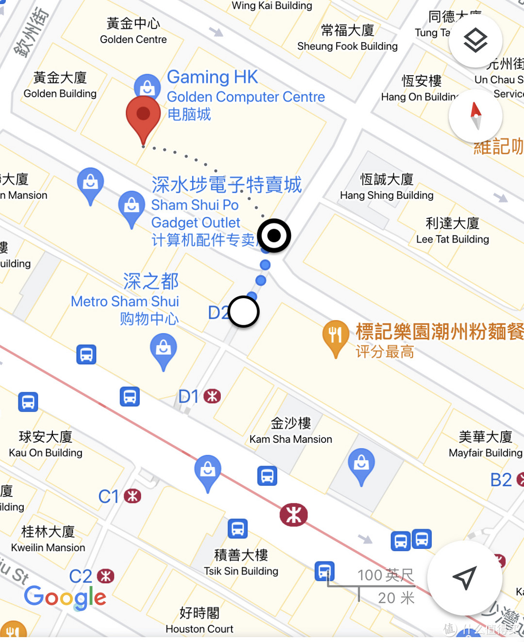 黄金商场位置（Google Map）