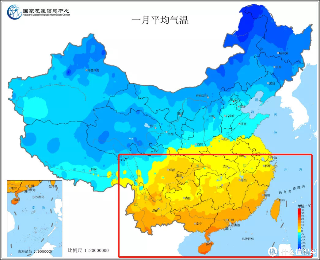 看下面这张图,这是1月份我国各地区平均气温分布图,1月份是全国全年