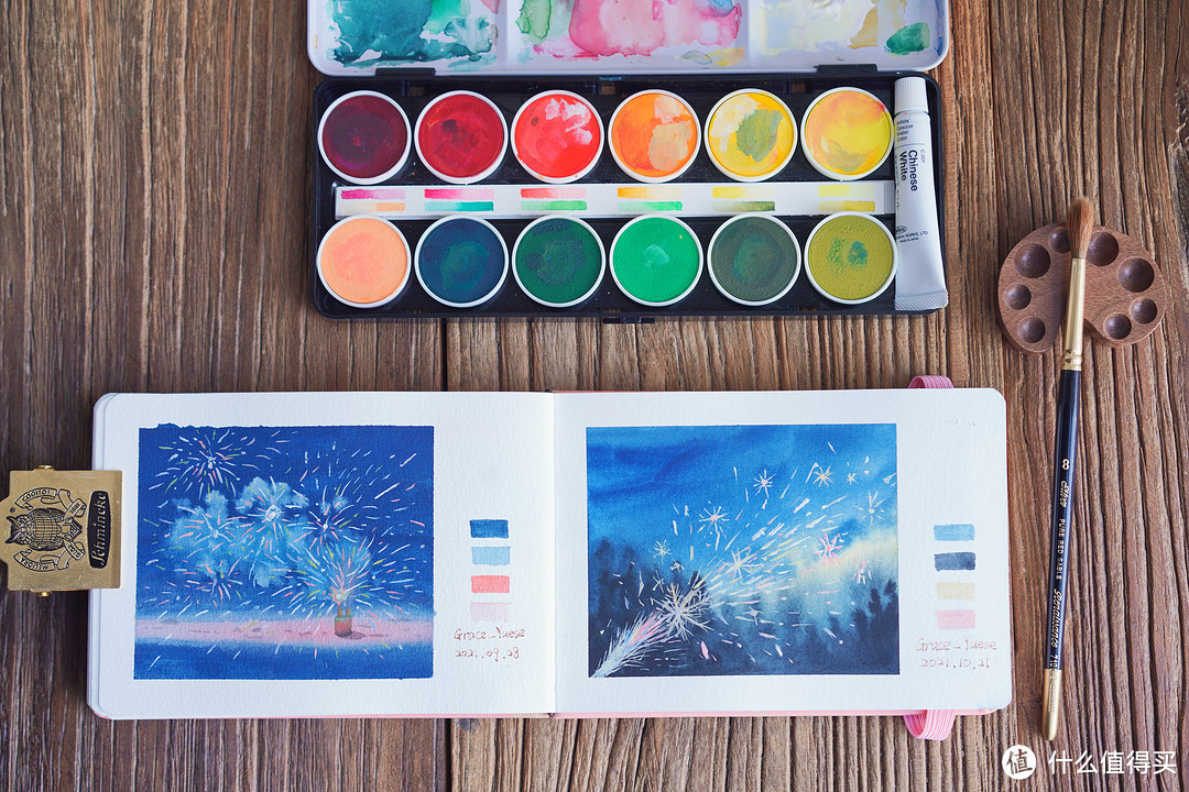 不透明水彩值不值得买?荷尔拜因蛋糕盘使用体验_绘画颜料_什么值得买