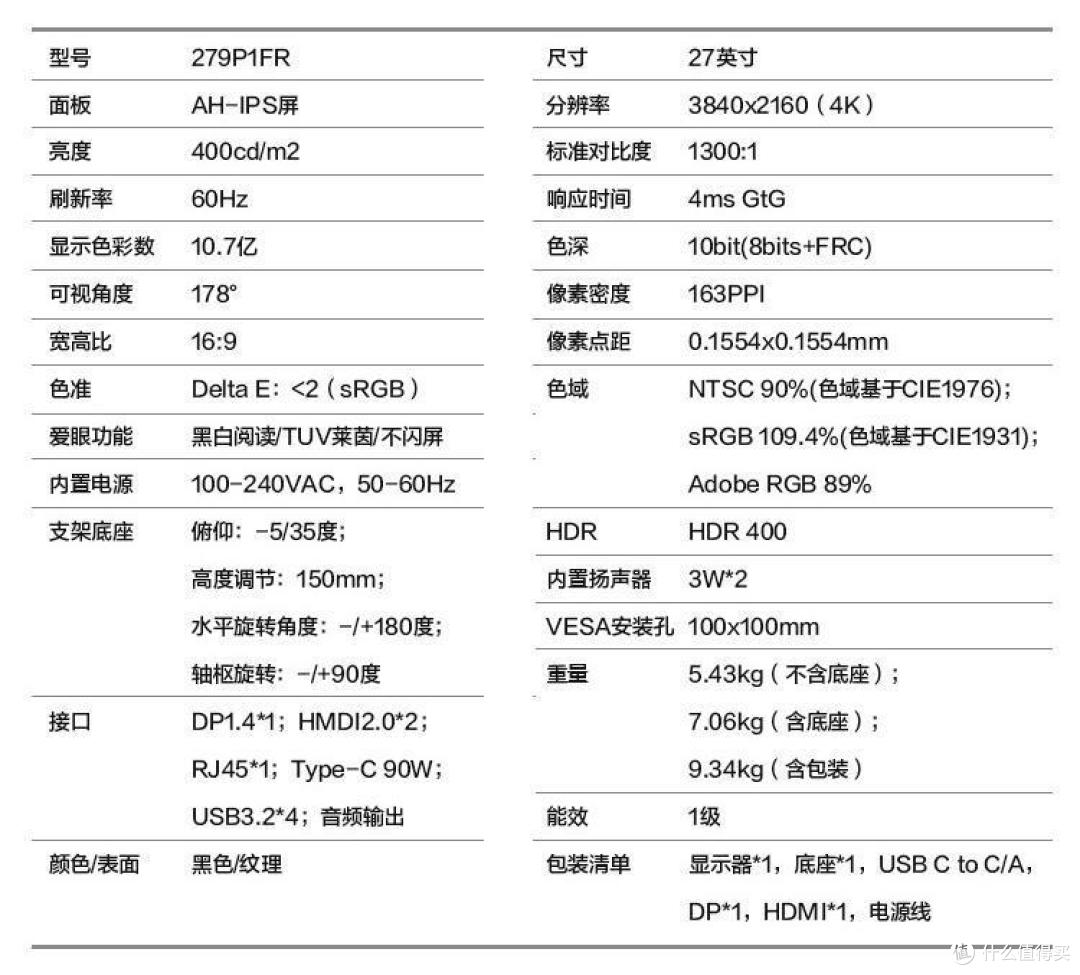 具体规格信息