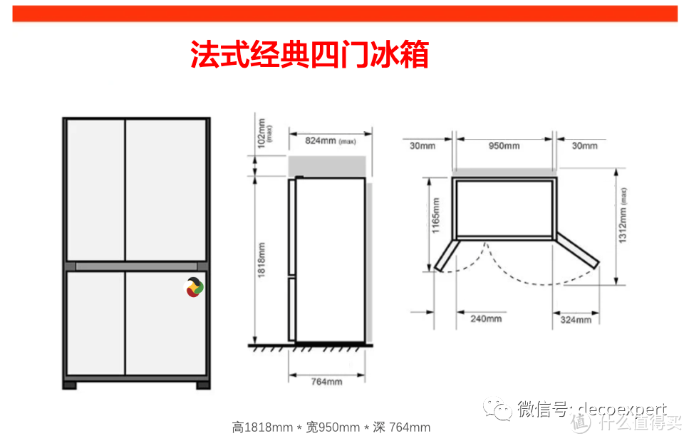 冰箱尺寸平面图图片