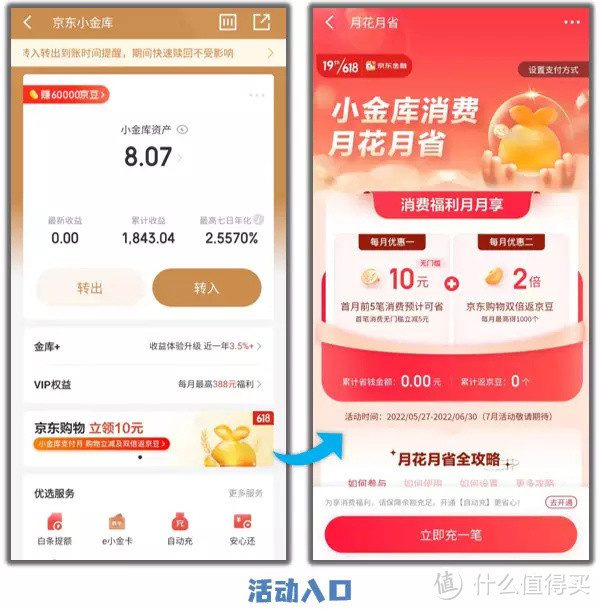 京东小金库丨六笔无门槛立减，月花月省！先领再说！