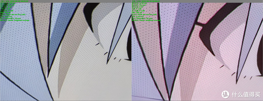 ▲左为峰米V10 右为viddaC1，在做同屏对比的时候在相近的拍摄角度和同样拍摄参数拍摄，再次强调此屏摄不代表真实色彩！令我惊奇的发现是所谓的磨砂感实际上峰米V10同样存在。。只是C1要更明显一点点而已