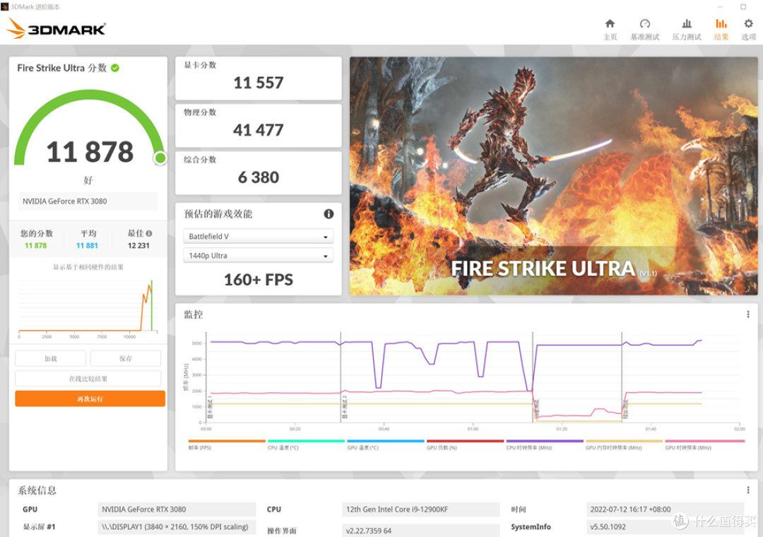 3D MARK FIRE STRIKE ULTRA 测试成绩 11878