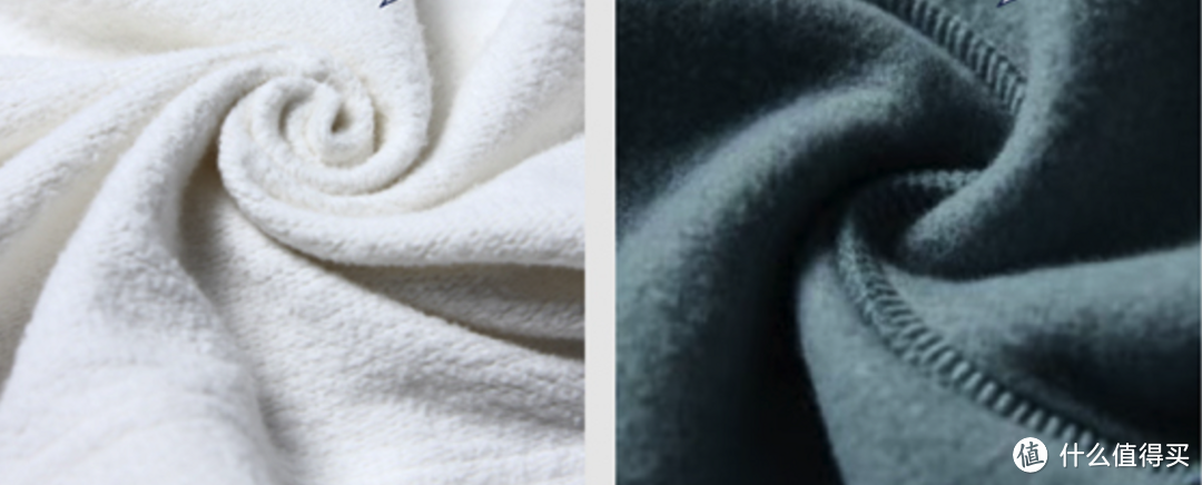 左边是毛圈自身的绒，而右边是化纤绒，也是市面最常见的