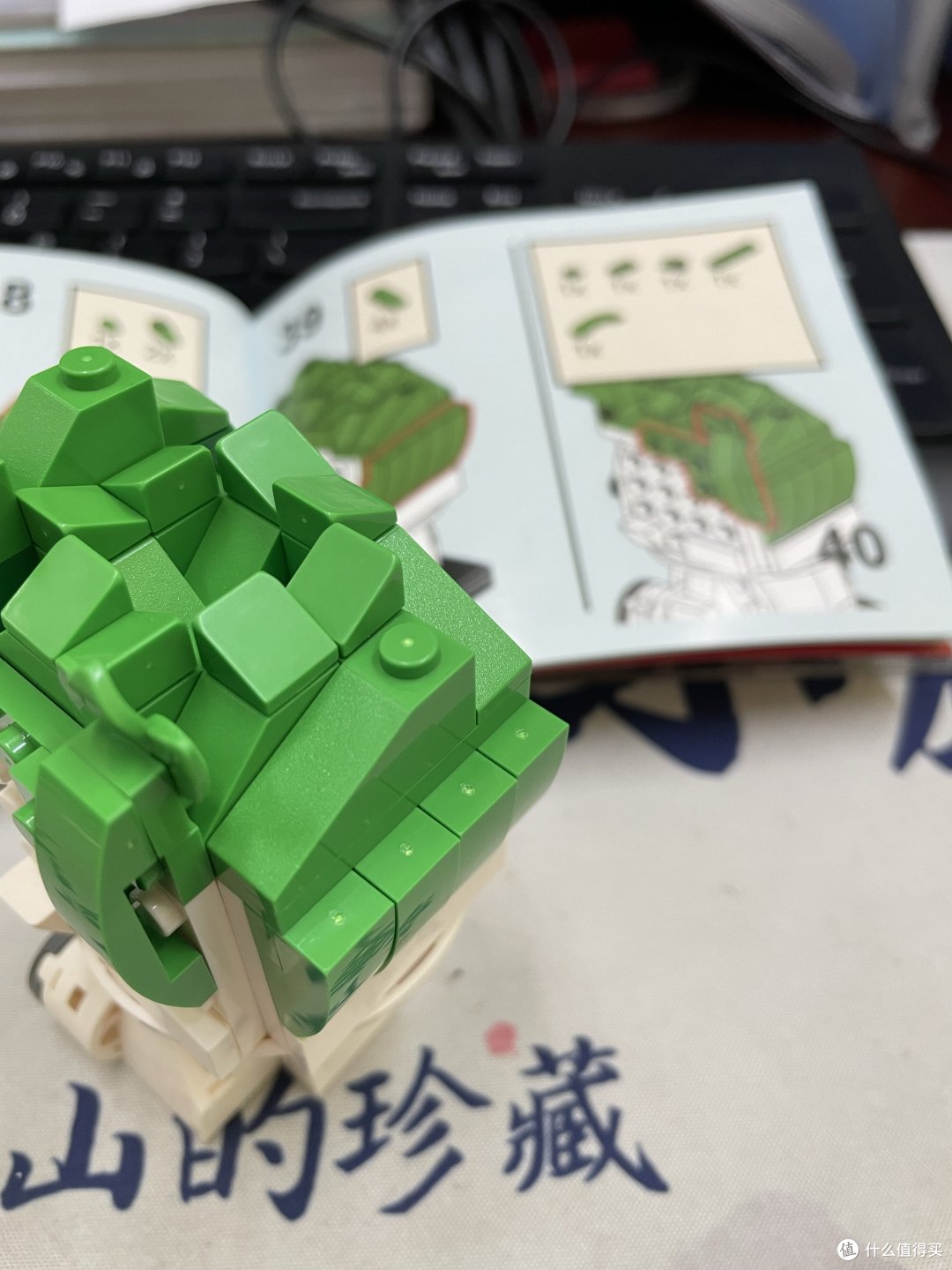 也是在纠结这个差异，后来发现是小叶子位置多用了一个模块。也是第一次拼这个，不晓得术语怎么说那种正方形最小单元。