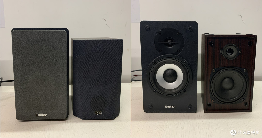 左边是漫步者R1200T，右边是上古2.1音箱是卫星箱