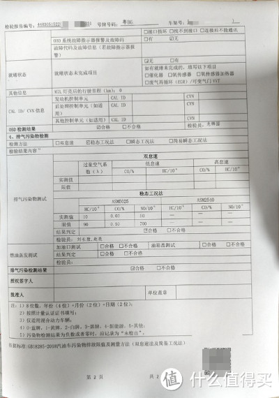 就拍了一张尾气检测报告，说指标不错，说明车况良好