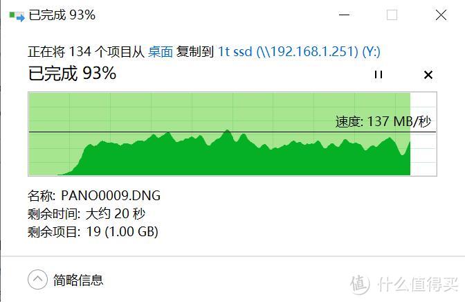 通过2.5G外置网卡的写入速度