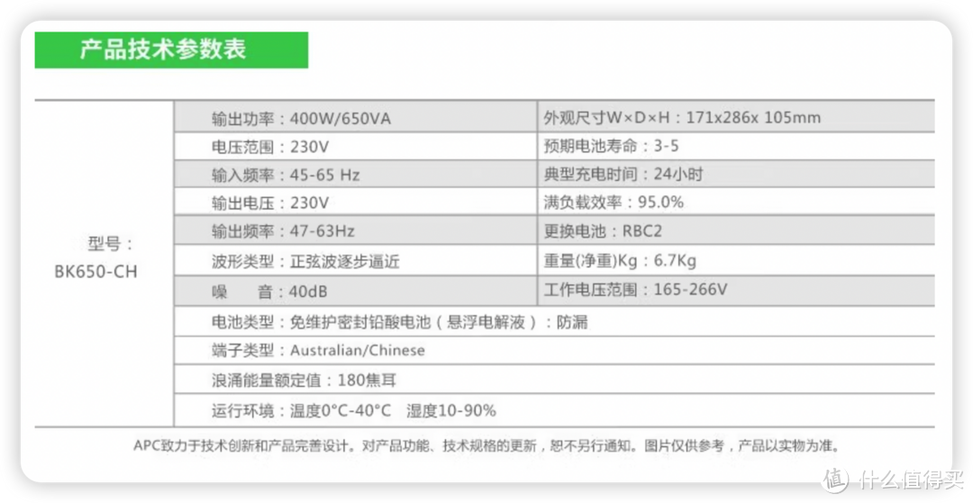 APC BK650 UPS电源参数