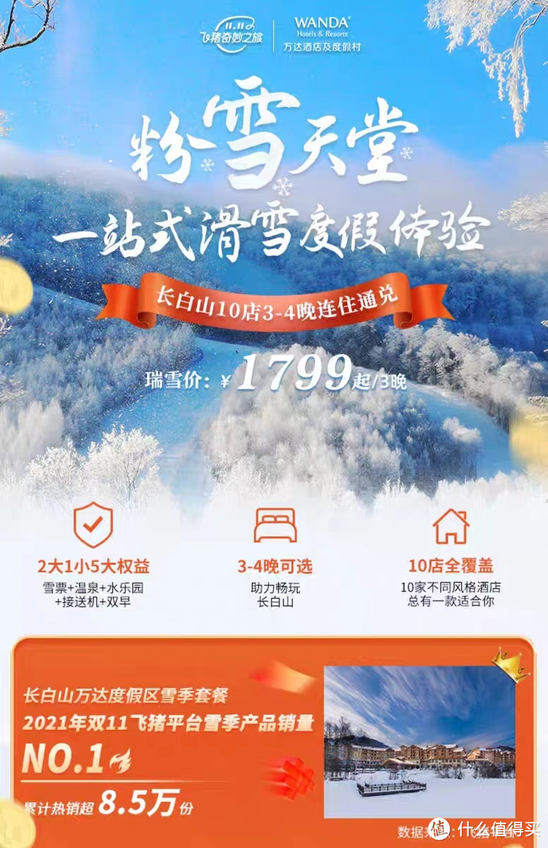 2022飞猪双11滑雪房券销量TOP20