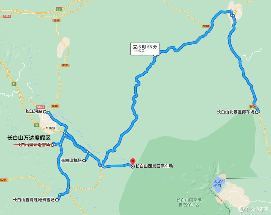 长白山、万达度假区、鲁能度假区地图