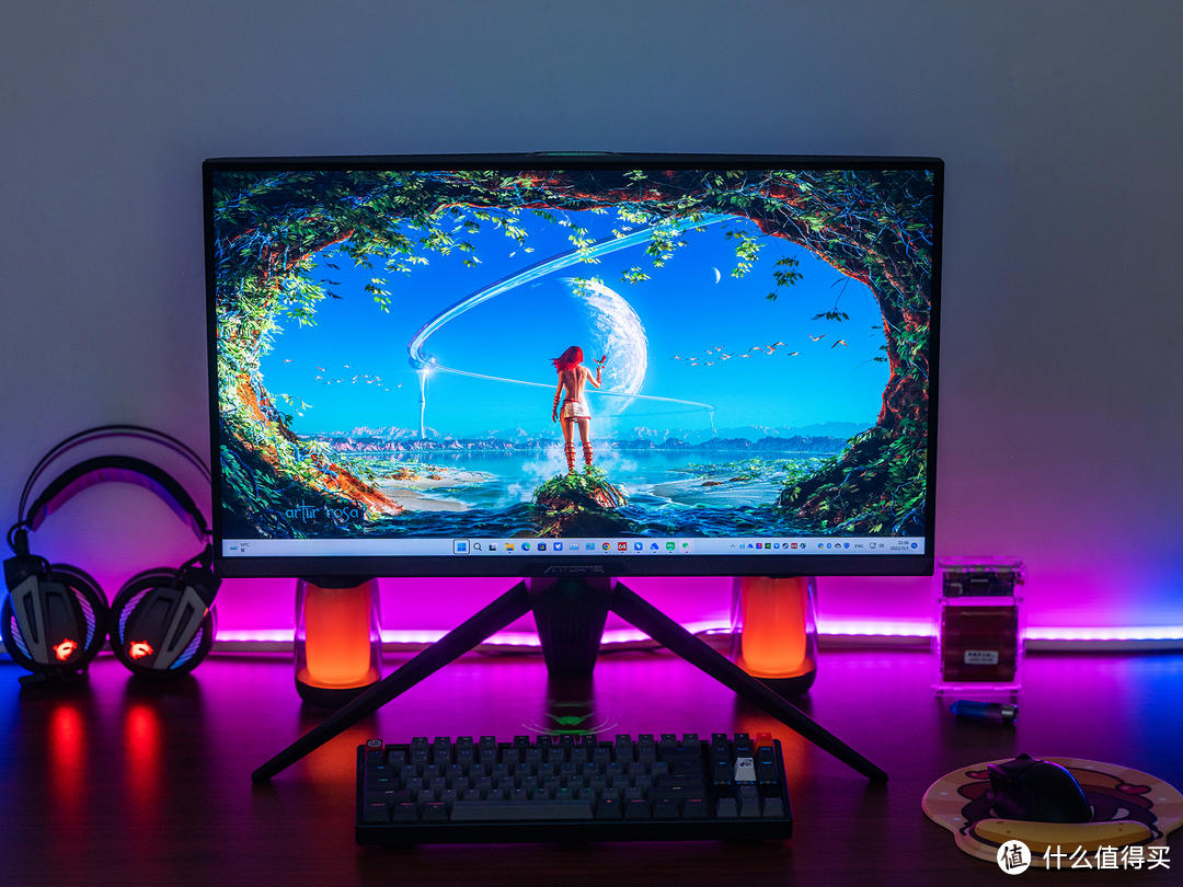 这台带炫酷灯效的160Hz 4K高刷显示器你爱了吗？蚂蚁电竞AN27VU评测，显示效果也不错哦