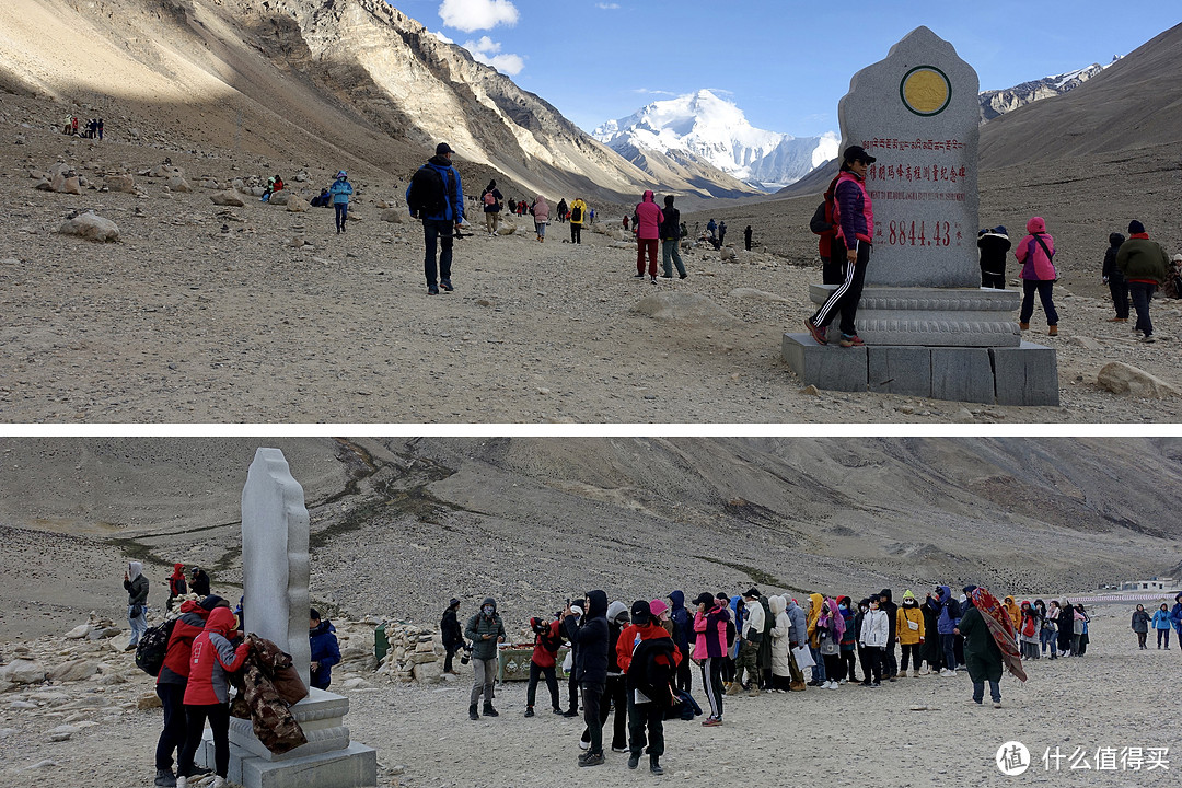 游客们排队打卡海拔纪念碑。