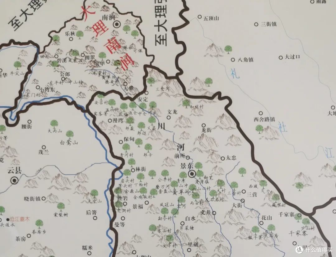 （无量山北段茶区古茶园分布示意图）