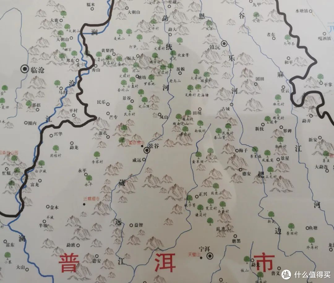 （无量山中段茶区古茶园分布示意图）