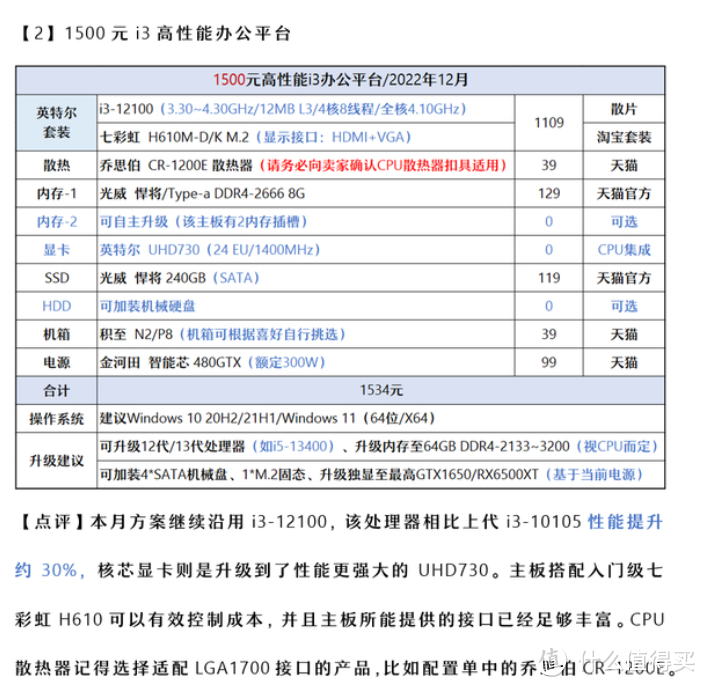 办公电脑配置