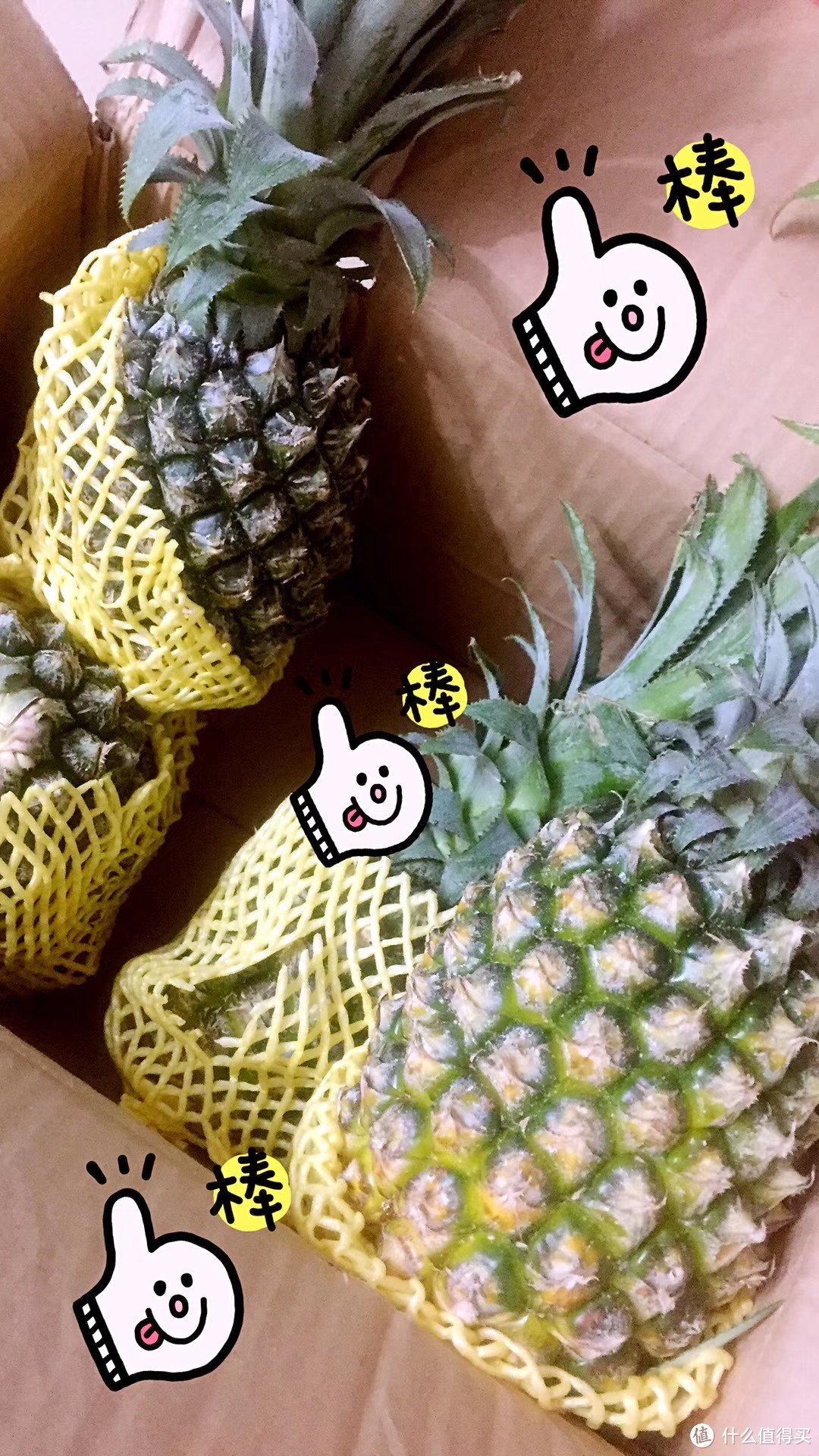 湛江徐闻的朋友给我寄了箱菠萝，很青，但是很甜～