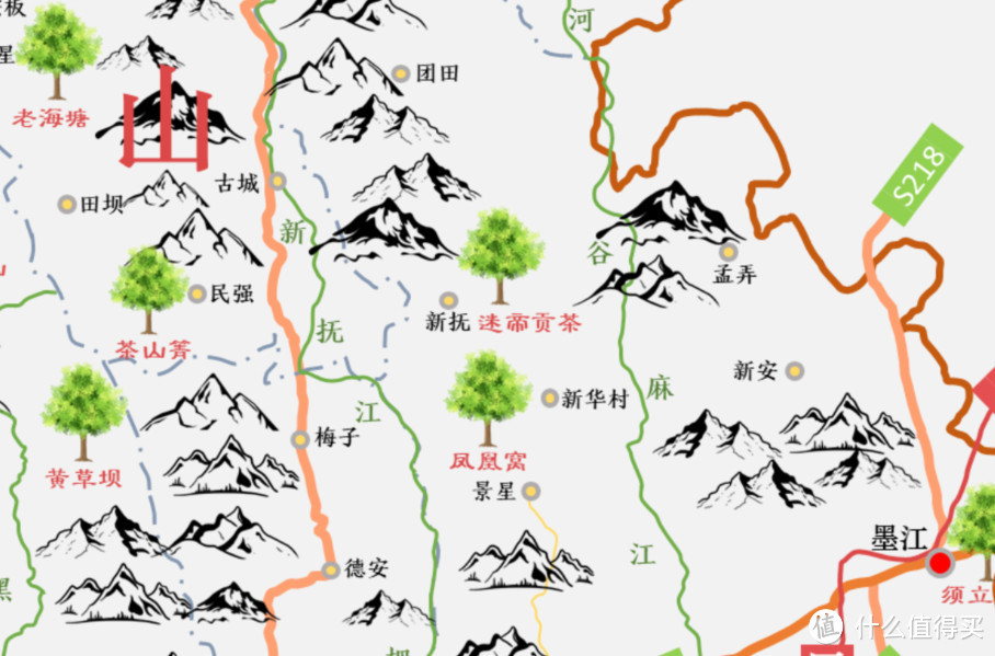 哀牢山西侧茶区（迷帝部分放大图）