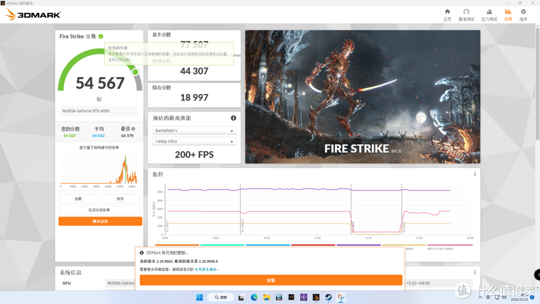 代表DX11游戏的Fire strike， CPU物理分数是44307