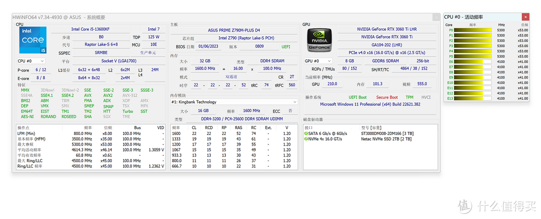 13代酷睿I5配置装机，我选择i5-13660KF+PRIME Z790M-PLUS D4，借朋友卡诺基RTX3060Ti试一下性能怎么样？