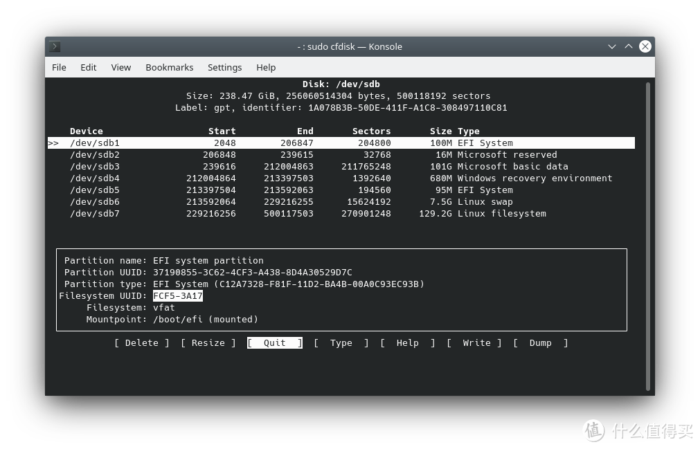 把EFI System的UUID记下来