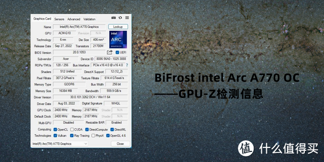 不到3000元,掠夺者BiFrost英特尔锐炫A770 OC,性能可媲美3060Ti