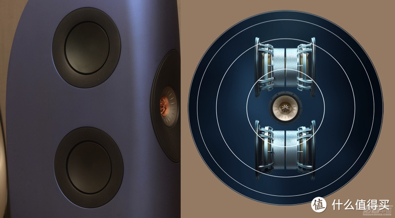  Blade Two Meta的4个低音喇叭分别安装在音箱的左右两侧，这4个低音喇叭是以每2只1组，以背对背形式安装，可以抵消振动，也可以缩小前障板的宽度