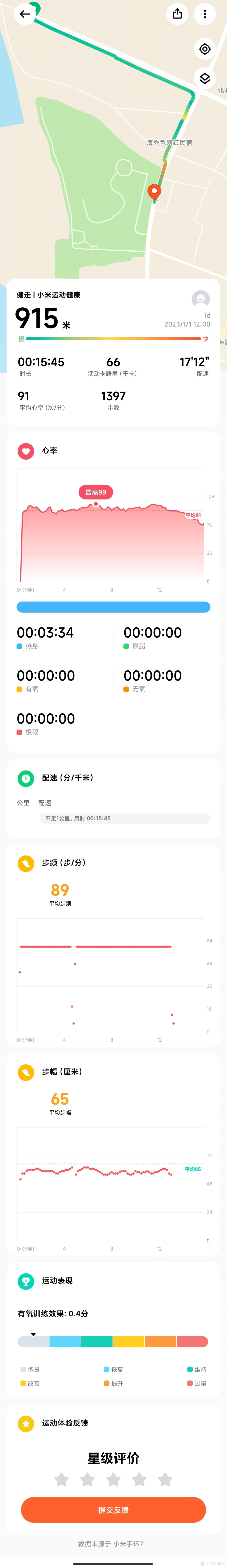 运动的基础信息显示比较全面