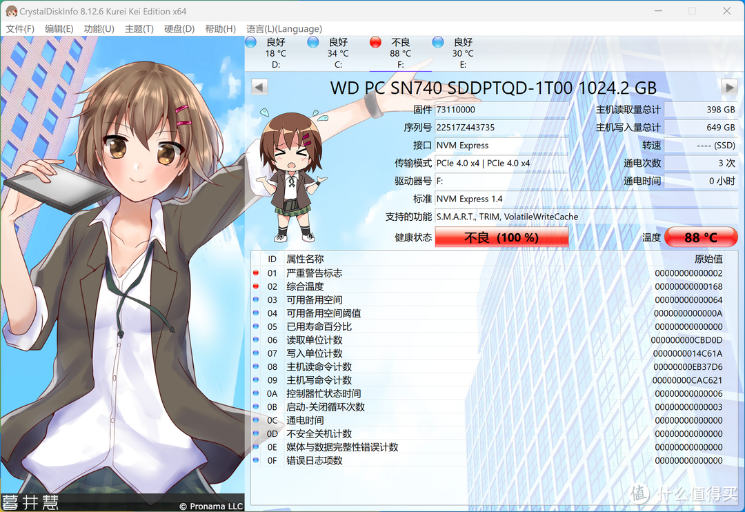 西数WD SN740 2230固态硬盘评测--适合Steam Deck的1T硬盘