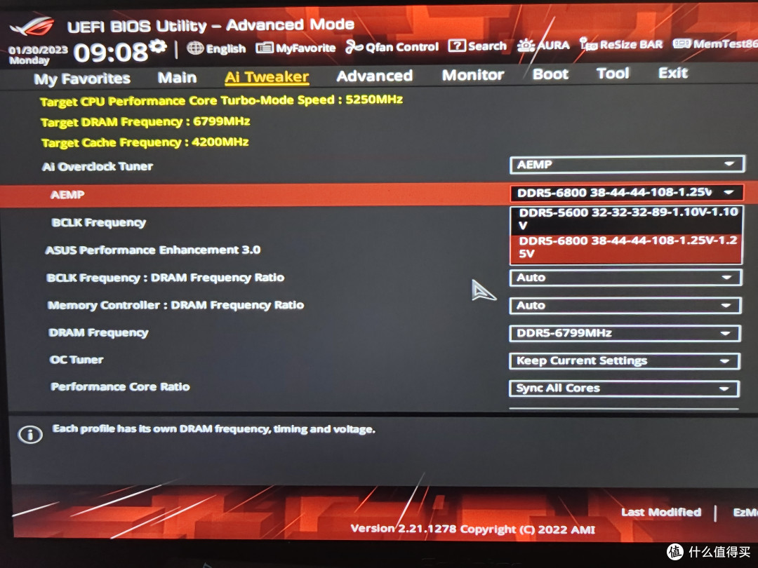 ASUS AEMP 相当好用，直接读到6800的参数，直接采用