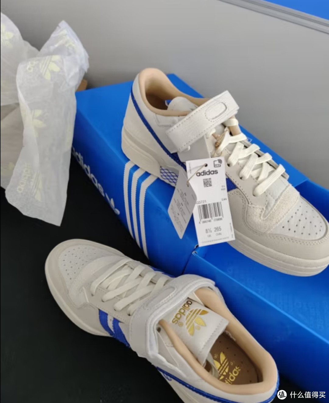 adidas阿迪达斯官方三叶草蓝标FORUM 84 LOW男女新款休闲篮球鞋H03721 白/米白/蓝 42(260mm)