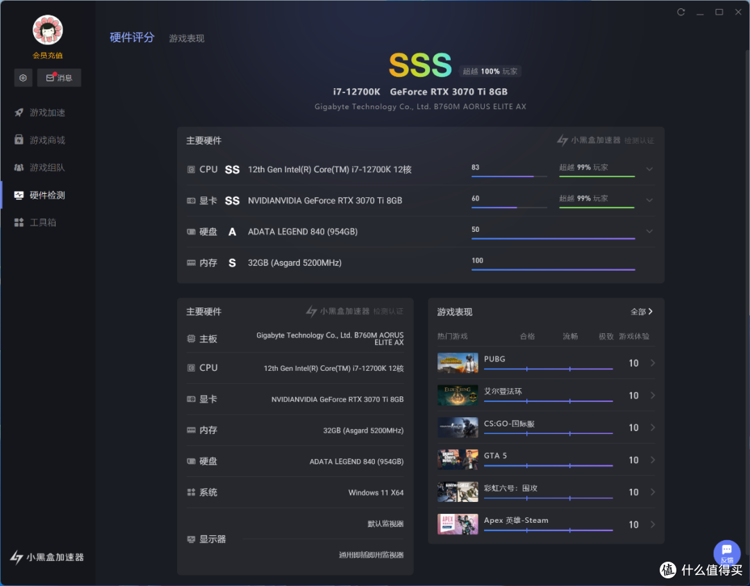 白色主题装机,小雕够给力,B760M主板+12700K+3070Ti,跑分轻松超200万