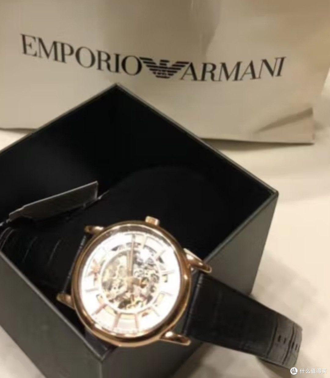 安普里奥阿玛尼(Emporio Armani)手表男 欧美表皮带镂空机械商务风男士腕表 生日礼物 AR60007