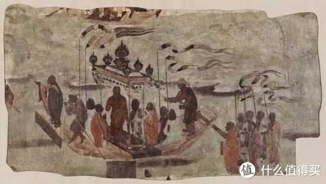 唐 敦煌莫高窟第323窟 八人乘船运送佛像壁画